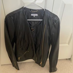 Calvin Klein Black Leather Jacket - medium